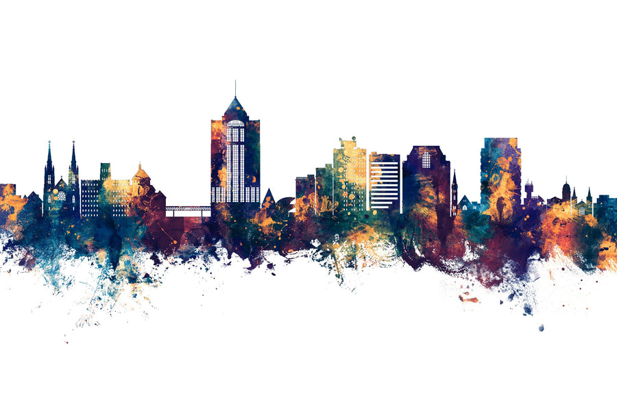 Roanoke Virginia Skyline Blue & Bronze Mural Wallpaper