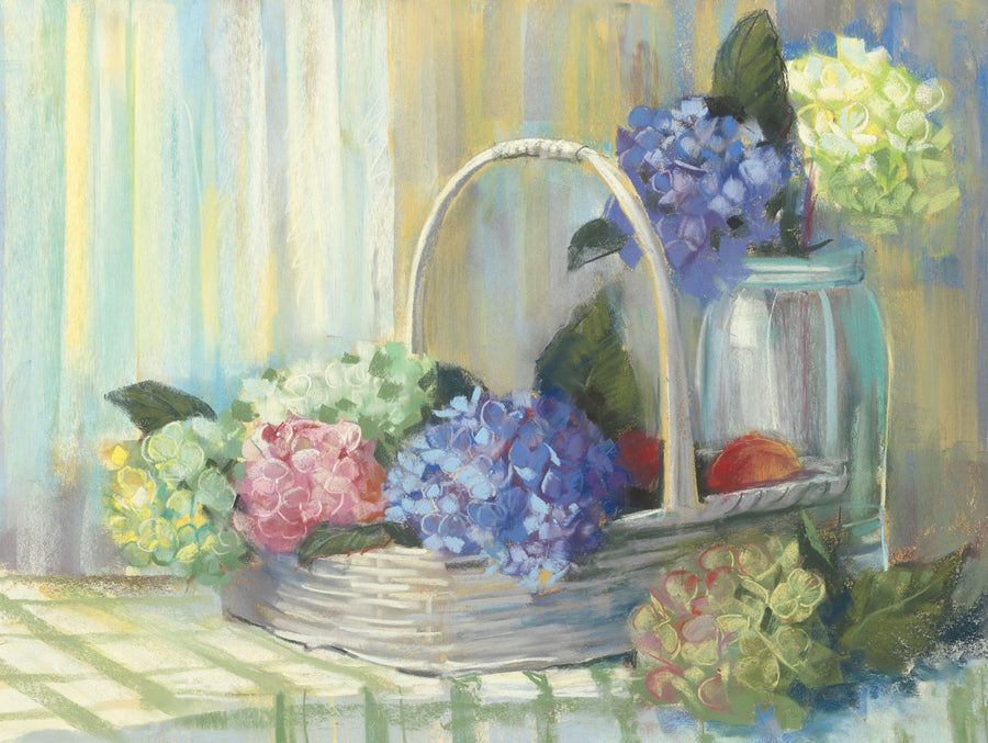 Hydrangea Basket Mural Wallpaper