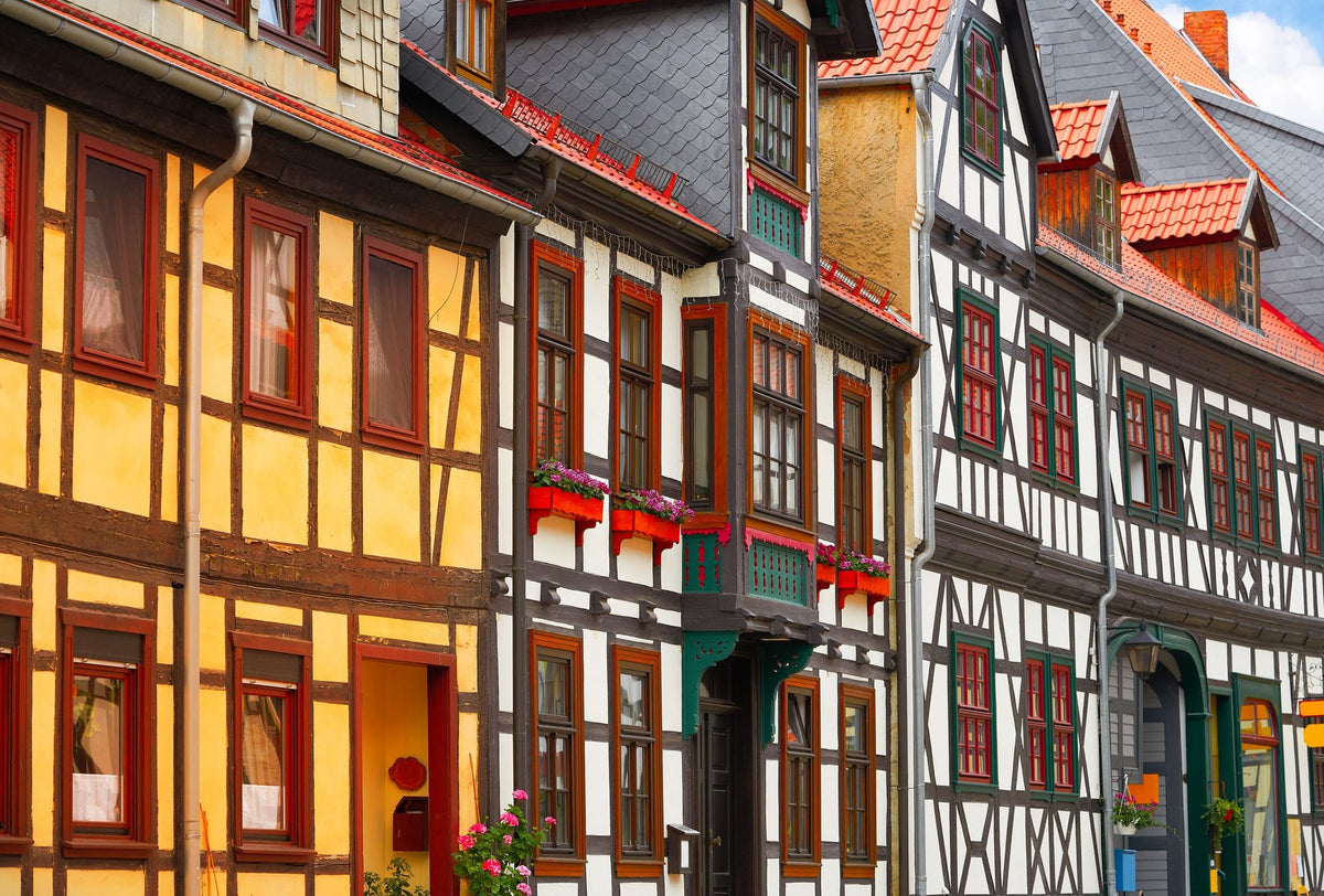Timberframe Village Mural Wallpaper - pure wallpaper artwork