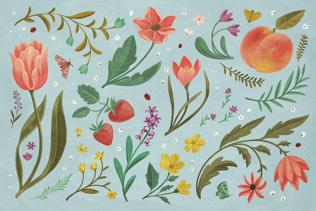 Spring Botanical Mural Wallpaper - pure wallpaper artwork