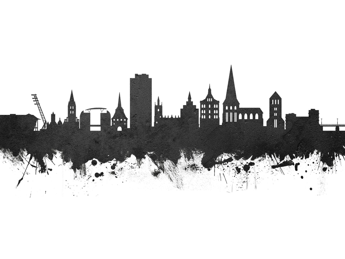Rostock Germnay Skyline Black & White Mural Wallpaper - pure wallpaper artwork