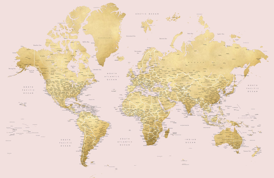 World Map Cities - Lalita Mural Wallpaper