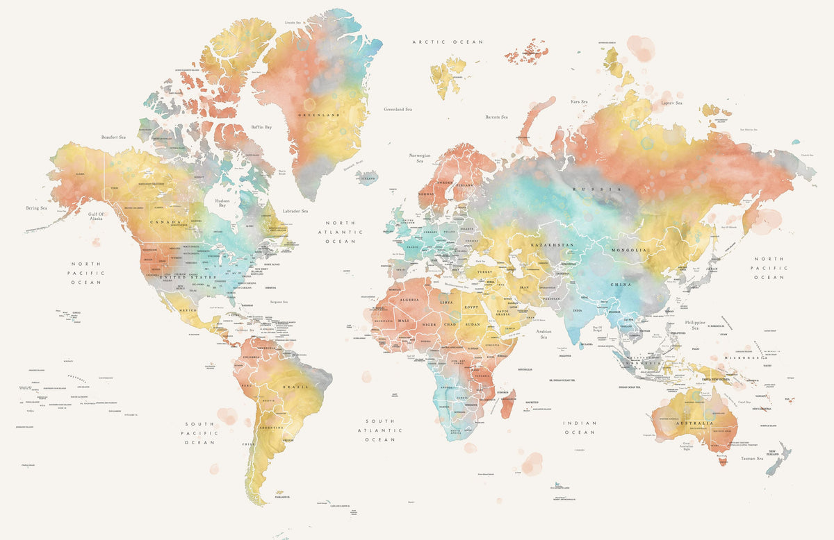 World Map - Fifi Mural Wallpaper - pure wallpaper artwork
