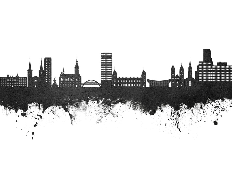 Wuppertal Germany Skyline Black & White Mural Wallpaper