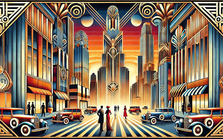 Elegant Art Deco Cityscape Mural Wallpaper