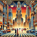 Elegant Art Deco Cityscape Mural Wallpaper - pure wallpaper artwork