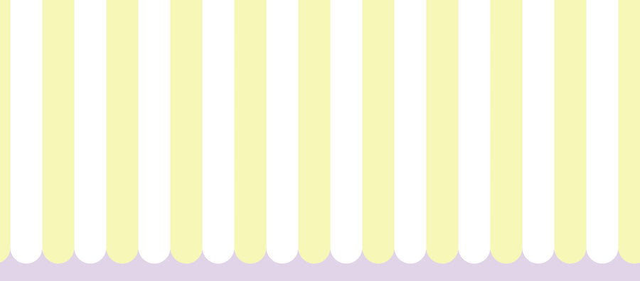 Scalloped Circus Stripes, Yellow Mural Wallpaper