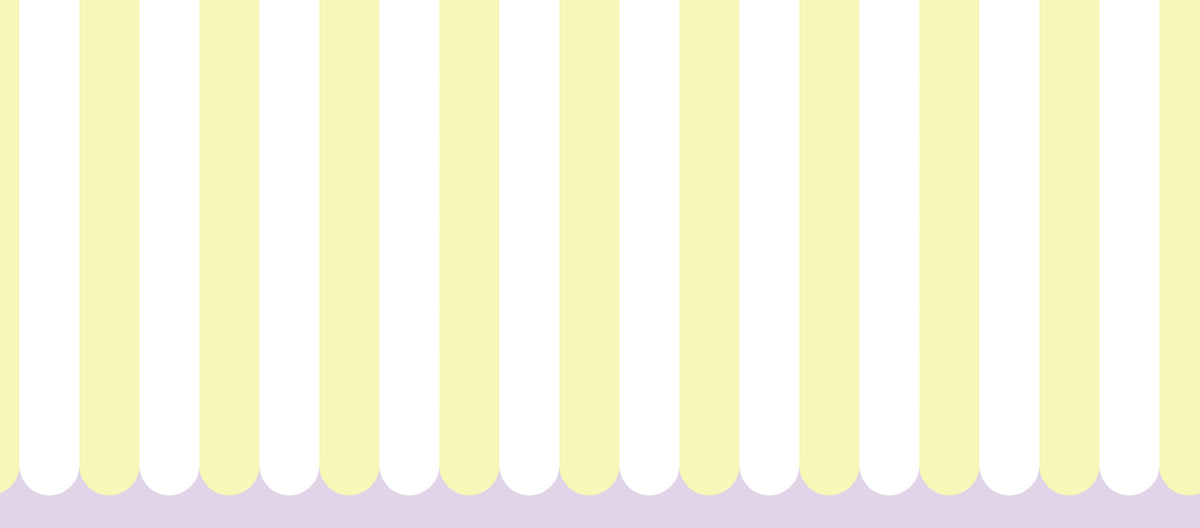 Scalloped Circus Stripes, Yellow Mural Wallpaper - pure wallpaper artwork