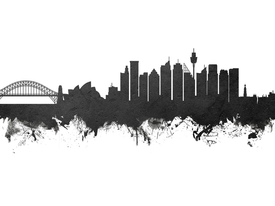 Sydney Australia Skyline Black & White Mural Wallpaper