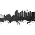 Sydney Australia Skyline Black & White Mural Wallpaper - pure wallpaper artwork