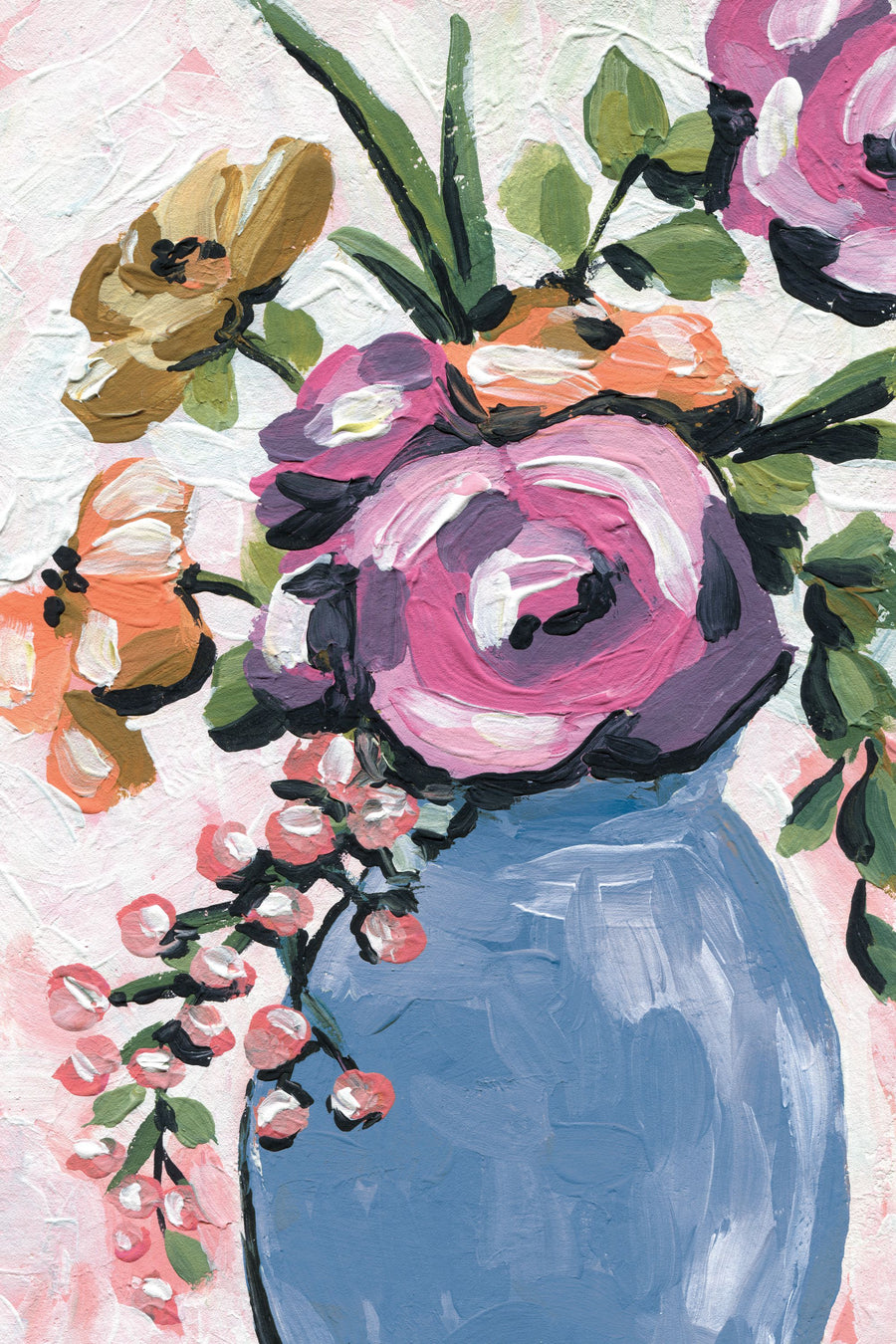 Painterly Florals in Vase II Mural Wallpaper