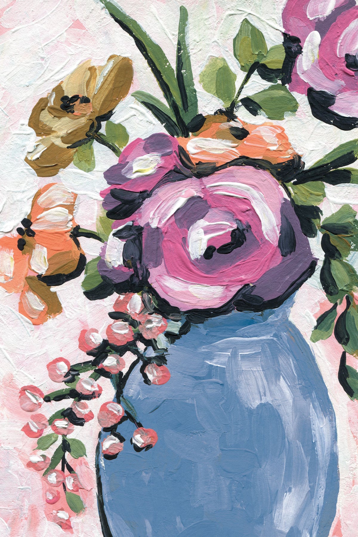 Painterly Florals in Vase II Mural Wallpaper - pure wallpaper artwork