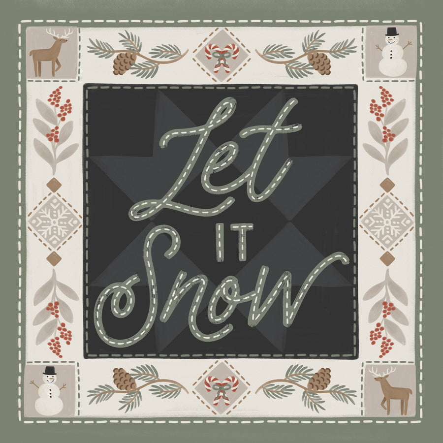 Quilted Christmas II Mural Wallpaper - Neutral Tone