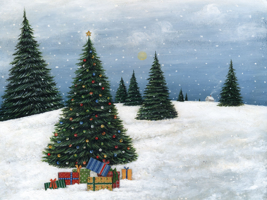 Deck the Halls Trees and Gifts Mural Wallpaper