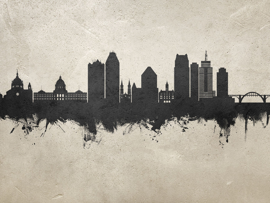 Saint Paul Minnesota Skyline Concrete Mural Wallpaper