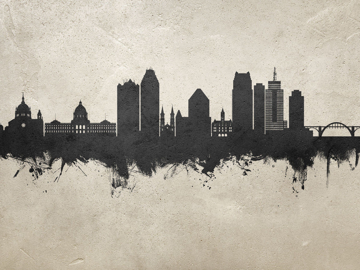 Saint Paul Minnesota Skyline Concrete Mural Wallpaper - pure wallpaper artwork