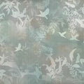 Birds in the Fog Green Mural Wallpaper - pure wallpaper artwork