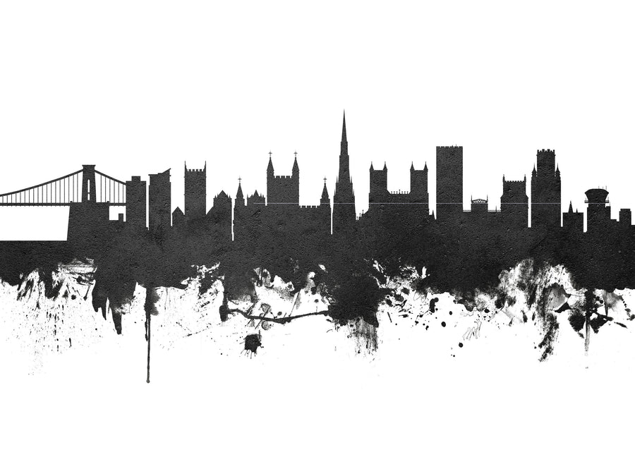 Bristol England Skyline Black & White Mural Wallpaper
