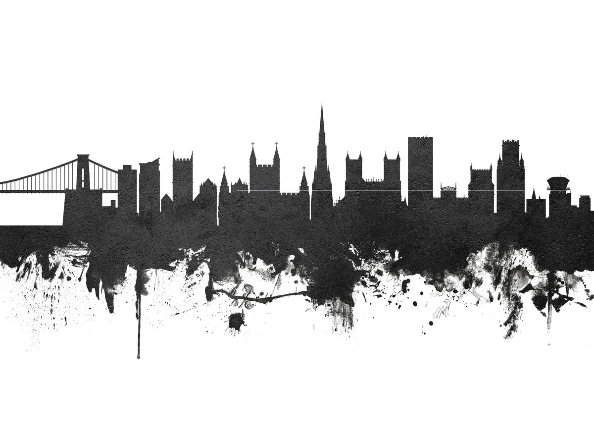Bristol England Skyline Black & White Mural Wallpaper - pure wallpaper artwork