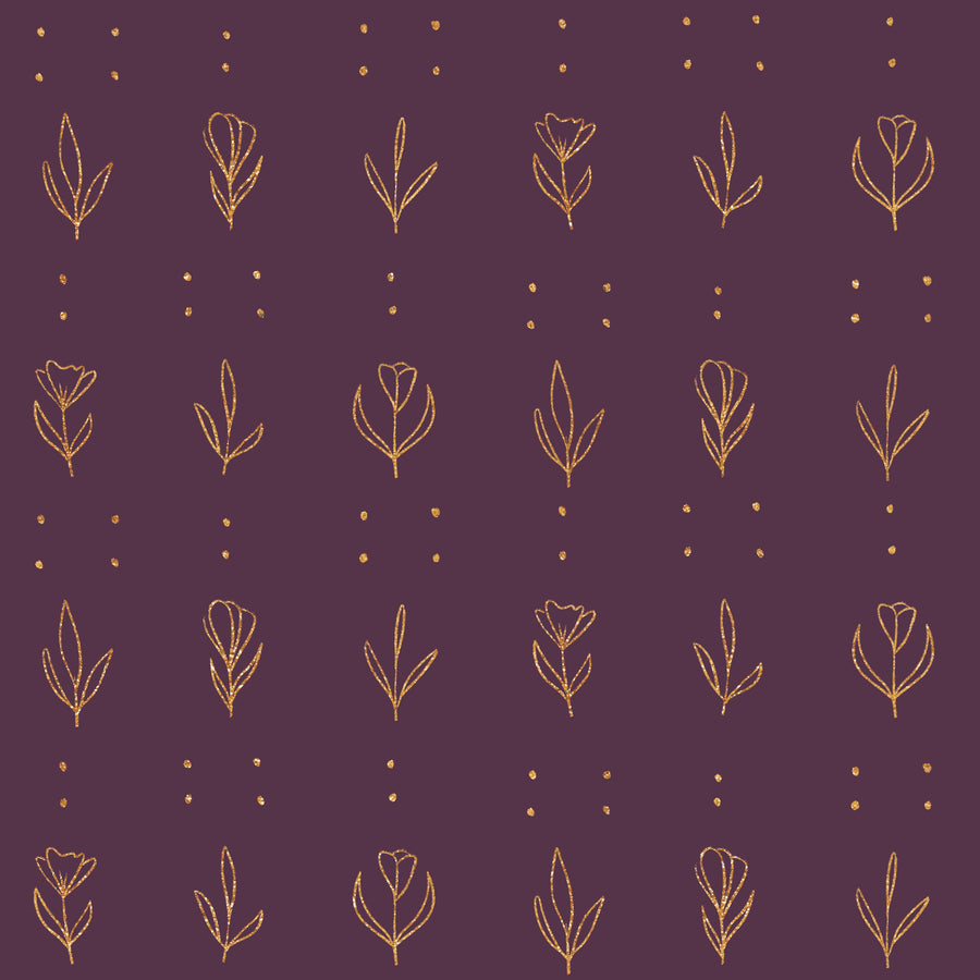 Lone Flowers Purple Mural Wallpaper