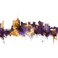 Windsor England Skyline Purple & Gold Mural Wallpaper - pure wallpaper artwork