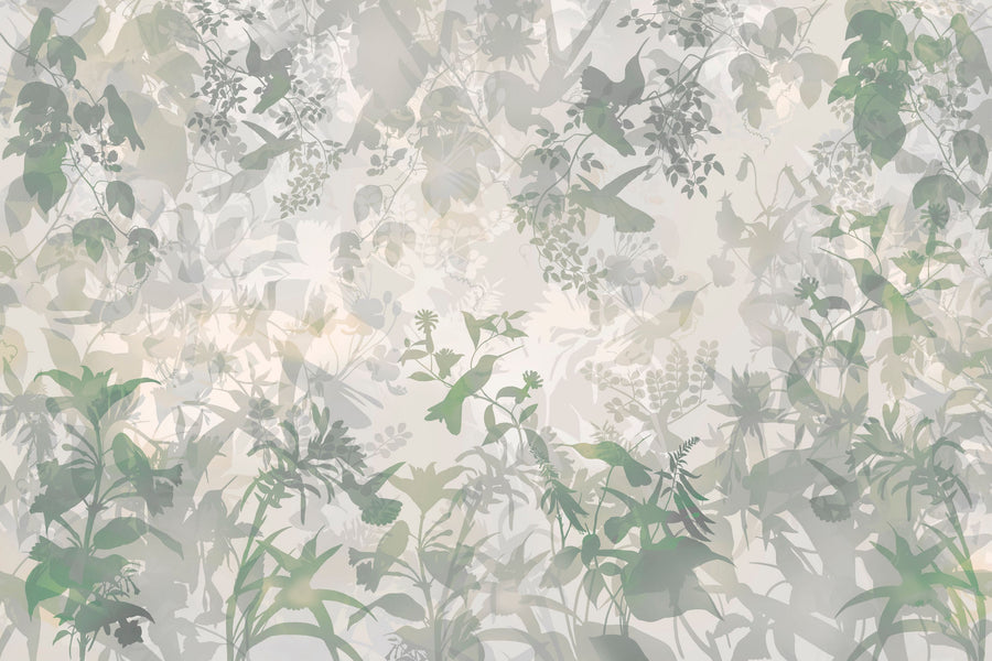 Watermark Birds Mural Wallpaper - Neutral Tone