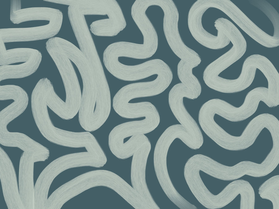 Modern Abstract, Teal Mural Wallpaper