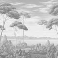 Verdant Horizon, Pewter Mural Wallpaper - pure wallpaper artwork