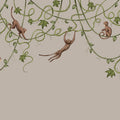 Monkey Jump, Greige Mural Wallpaper - pure wallpaper artwork