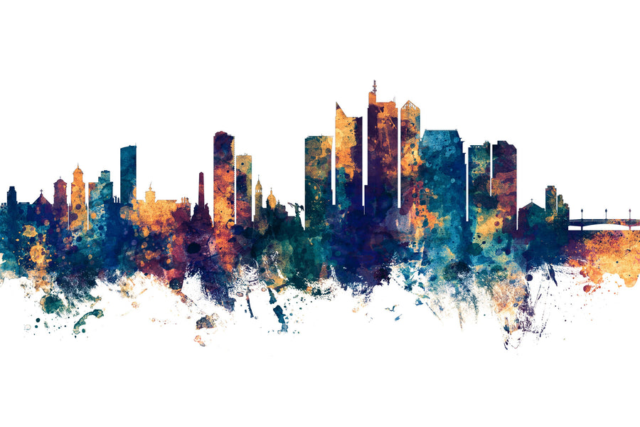 Manila Philippines Skyline Blue & Bronze Mural Wallpaper