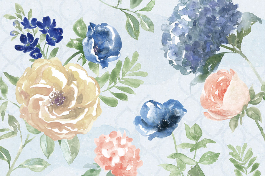 Botanical Coast Blue Mural Wallpaper