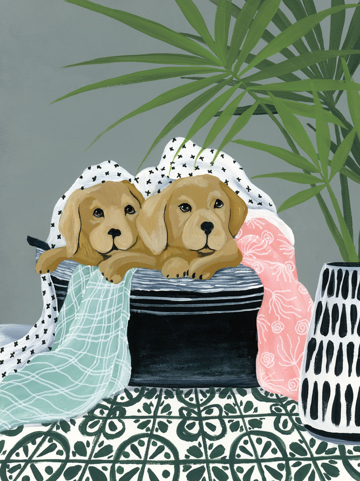 Laundry Dogs Mural Wallpaper - pure wallpaper artwork