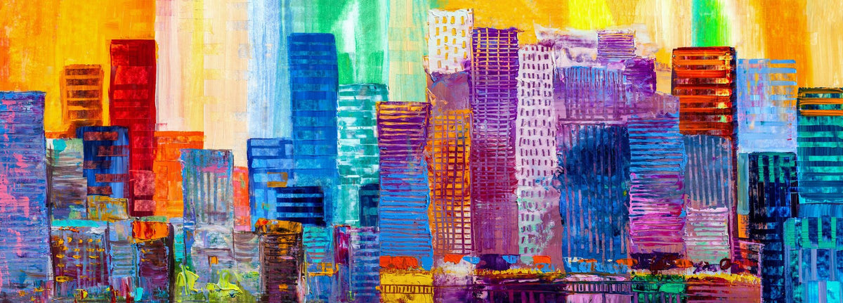 Sunset Metropolis Mural Wallpaper - pure wallpaper artwork