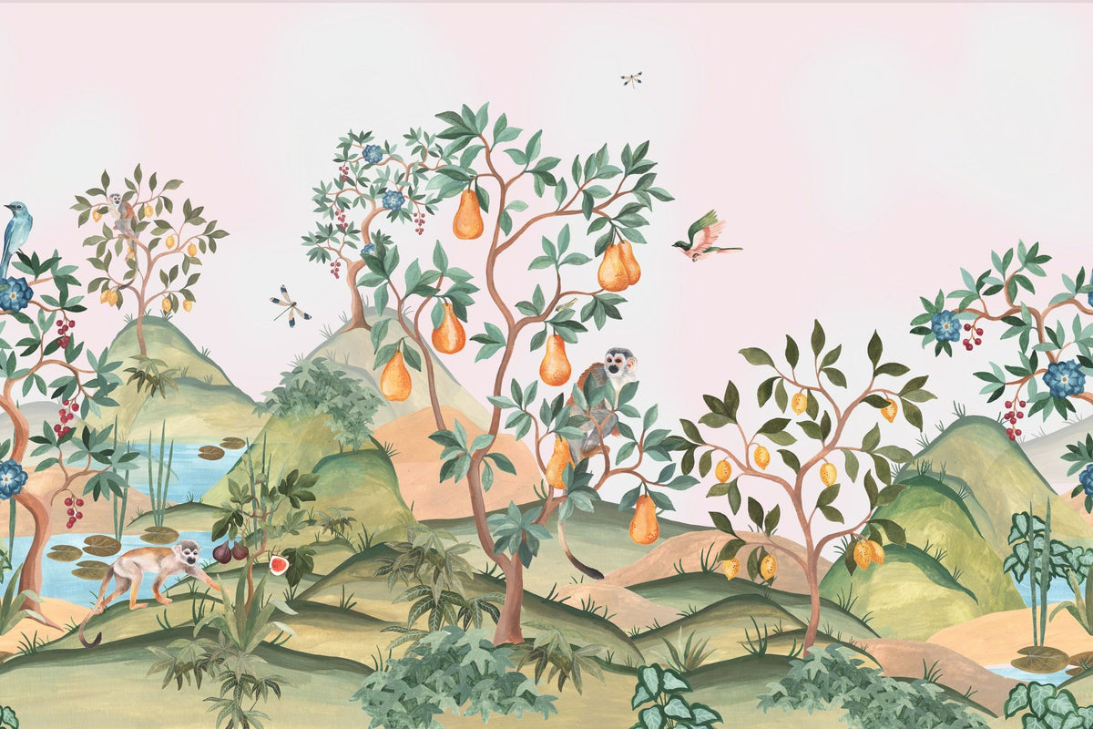 Orchard Reverie, Soft Pink Mural Wallpaper - pure wallpaper artwork
