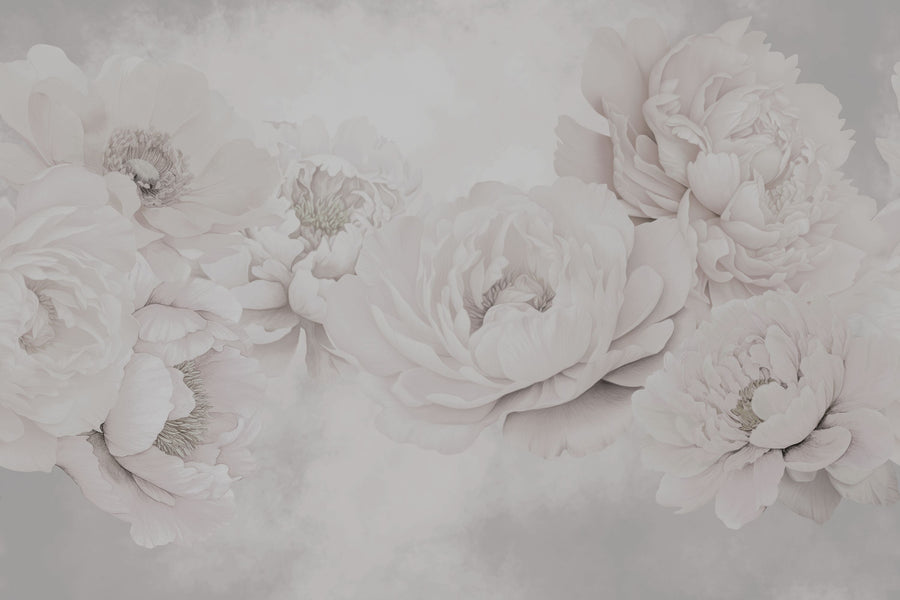 Transcendent Peony, Greyish Pink Mural Wallpaper