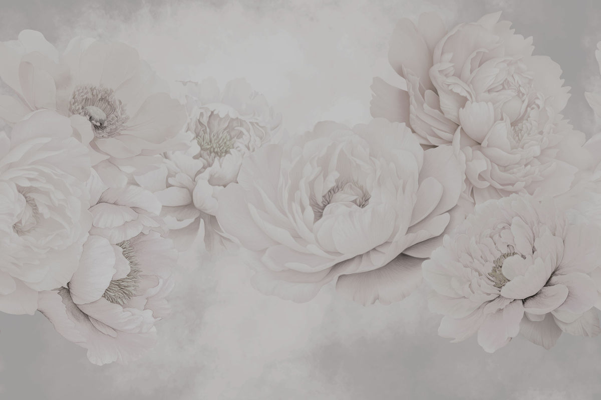 Transcendent Peony, Greyish Pink Mural Wallpaper - pure wallpaper artwork