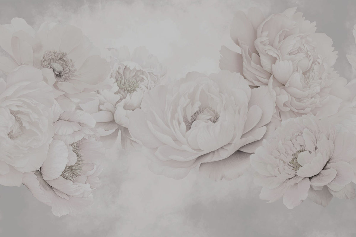 Floral Wallpaper Mural – Flower Wallpaper – Transcendent Peony, Greyish Pink