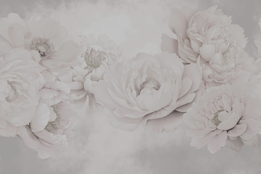 Floral Wallpaper Mural – Flower Wallpaper – Transcendent Peony, Greyish Pink printable artwork