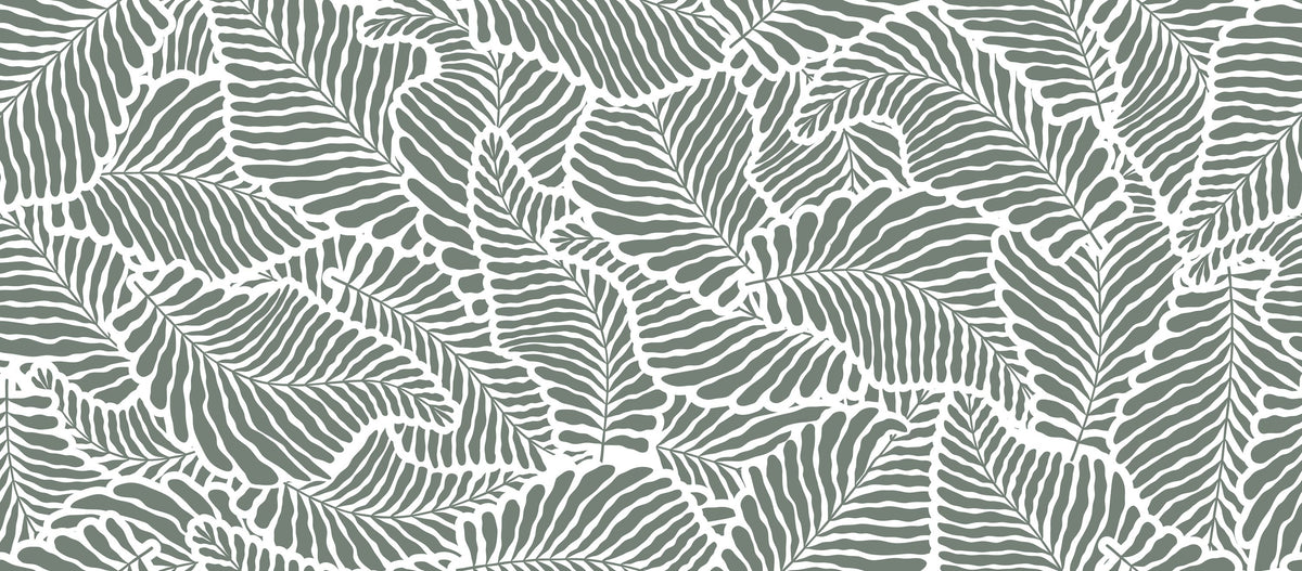 Fern Cut-Outs Pattern, Khaki Mural Wallpaper - pure wallpaper artwork