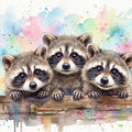 Raccoons - Cute Baby Animals Series Mural Wallpaper - pure wallpaper artwork