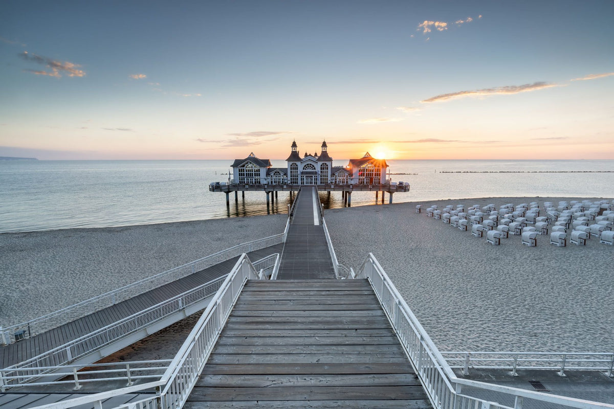 Sellin Pier Sunrise Mural Wallpaper - pure wallpaper artwork