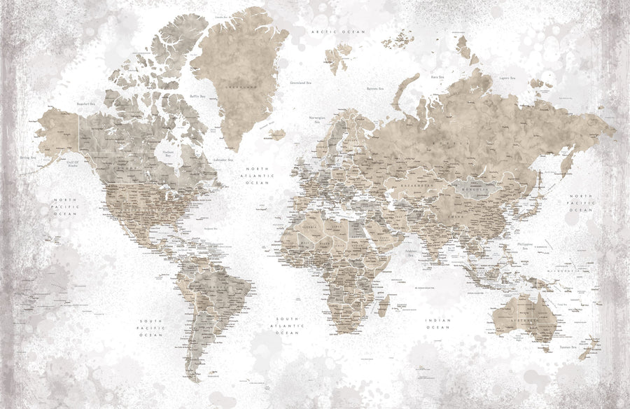 World Map Cities - Kacia Mural Wallpaper