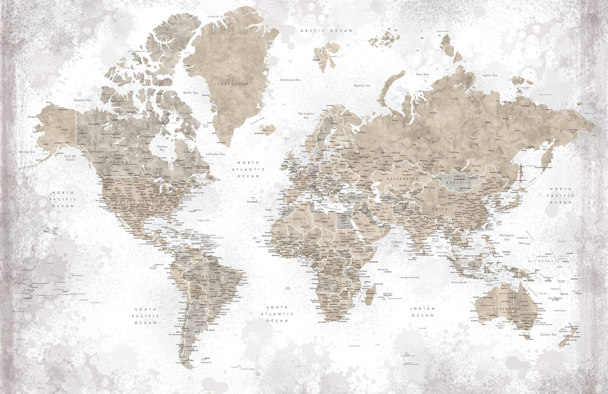 World Map Cities - Kacia Mural Wallpaper - pure wallpaper artwork