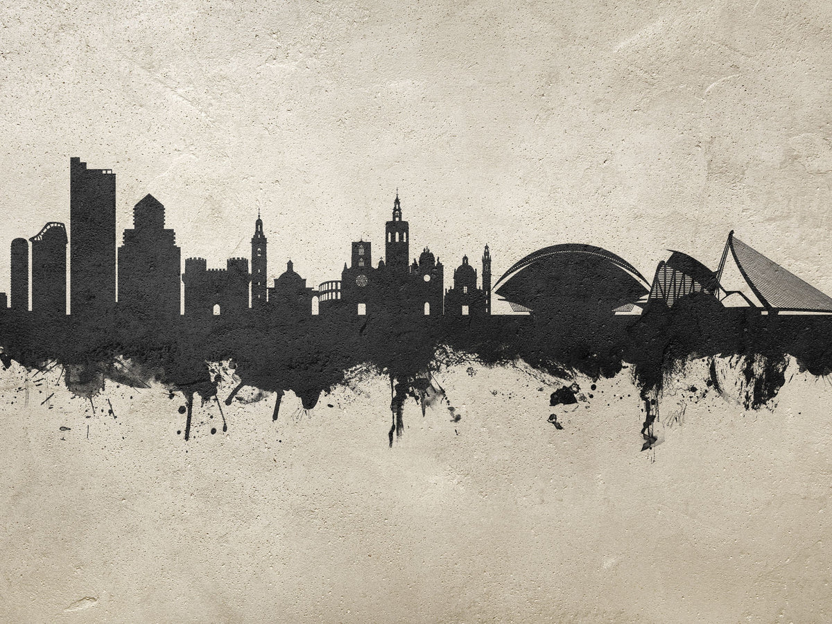 Valencia Spain Skyline Concrete Mural Wallpaper - pure wallpaper artwork