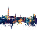 Salisbury England Skyline Blue & Bronze Mural Wallpaper - pure wallpaper artwork