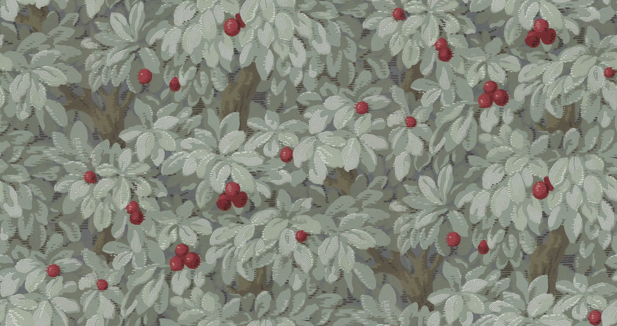 Fruit Tree Bower, Crimson on Green Mural Wallpaper - pure wallpaper artwork