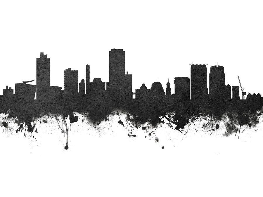 Wellington New Zealand Skyline Blck & White Mural Wallpaper