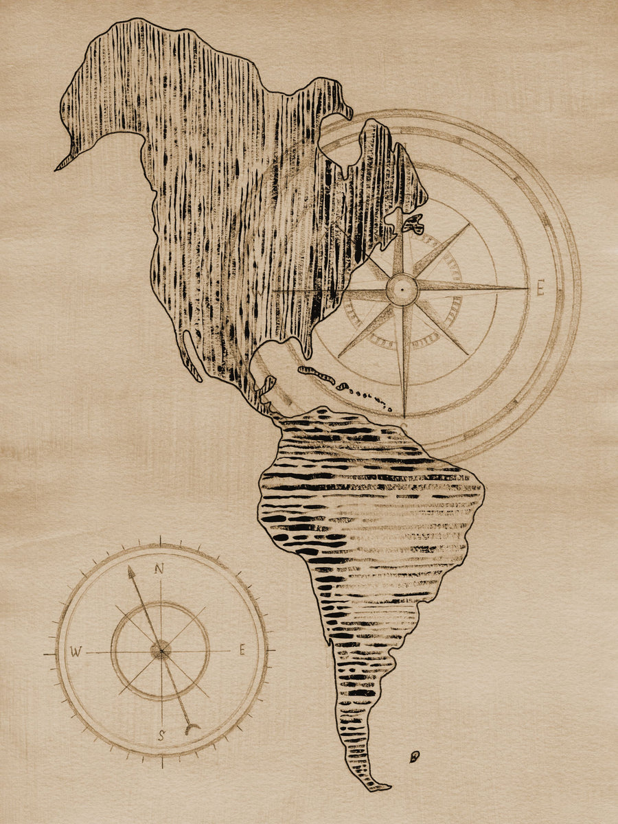 Map of Americas Mural Wallpaper