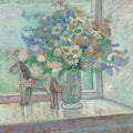 Flowers and Horse Figure by Window Mural Wallpaper - pure wallpaper artwork