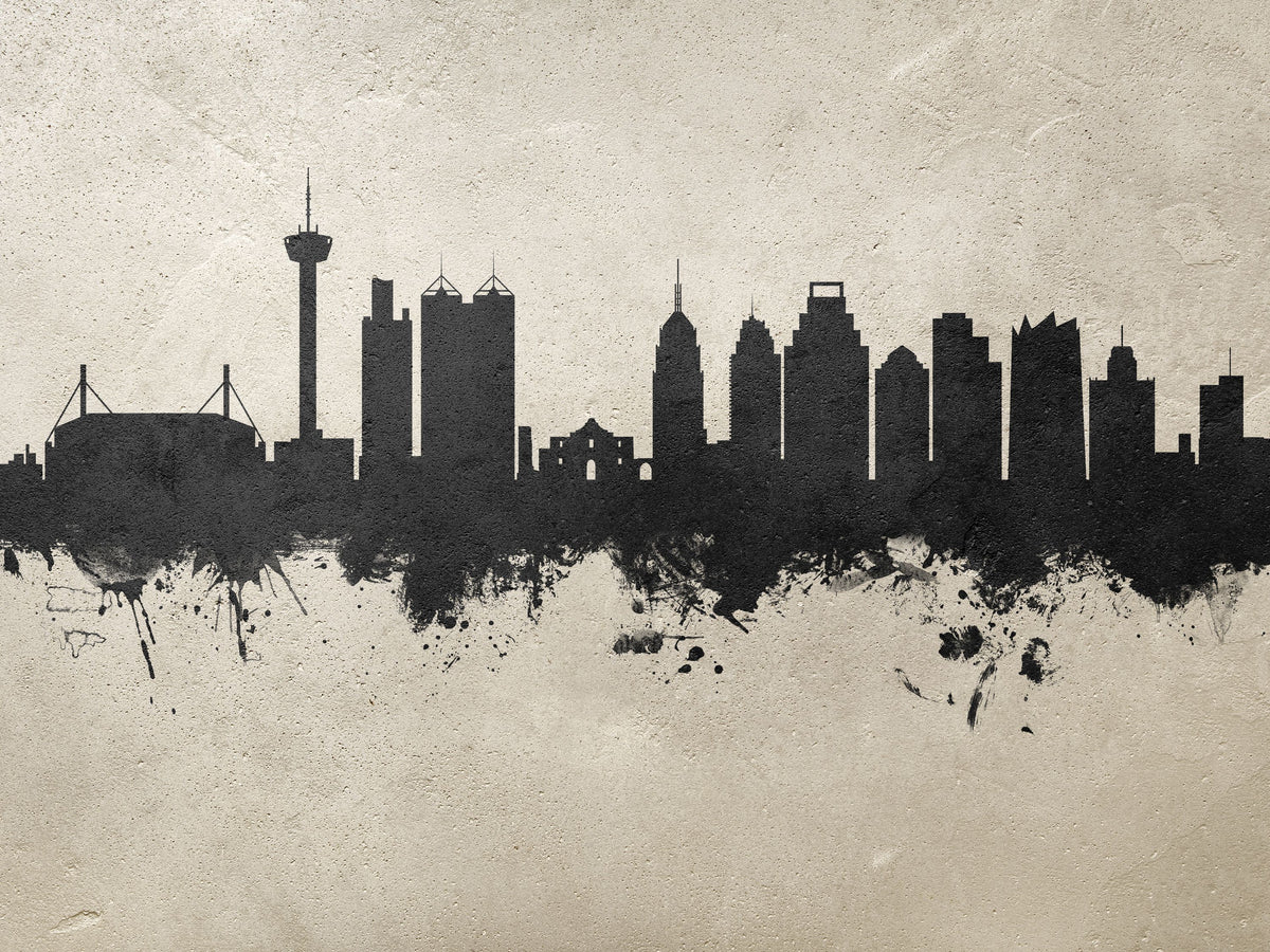 San Antonio Texas Skyline Concrete Mural Wallpaper - pure wallpaper artwork